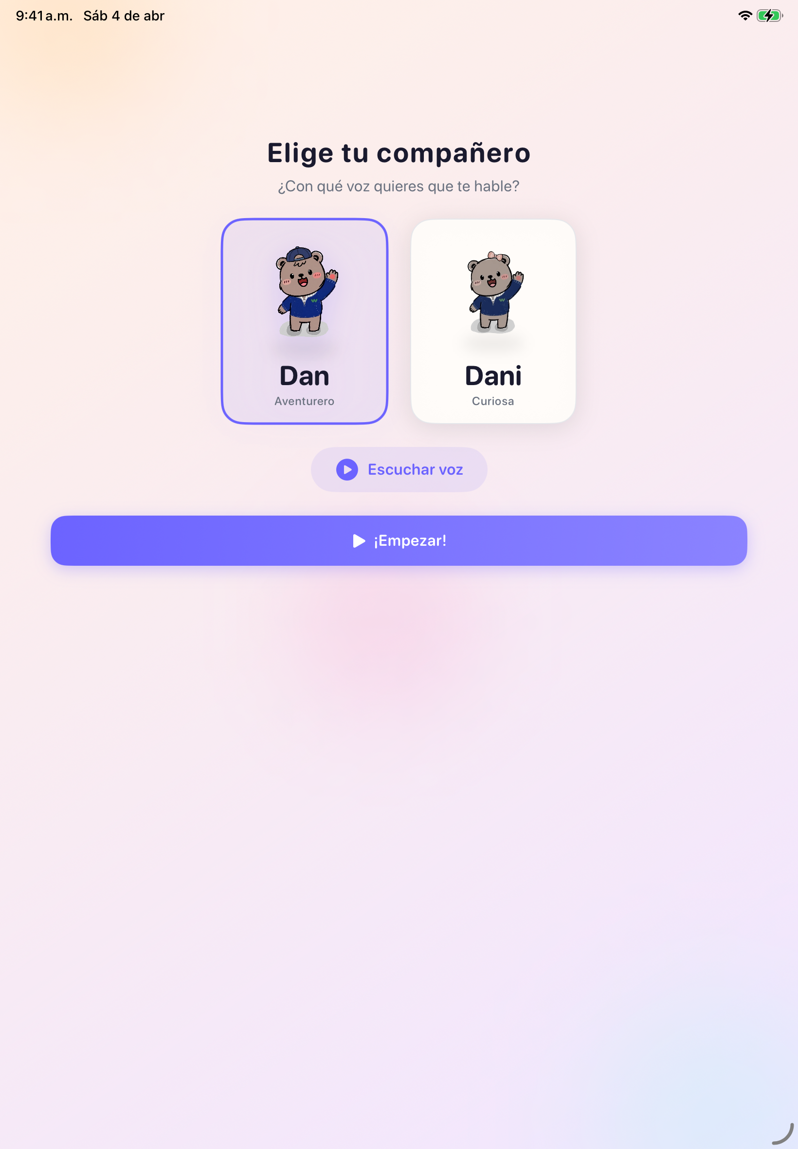 iPad Character Selection